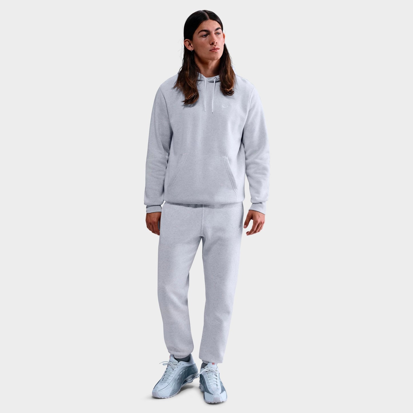 Men's Nike Club Fleece Brushed Premium Cuffed Sweatpants - Birch Heather/White/White