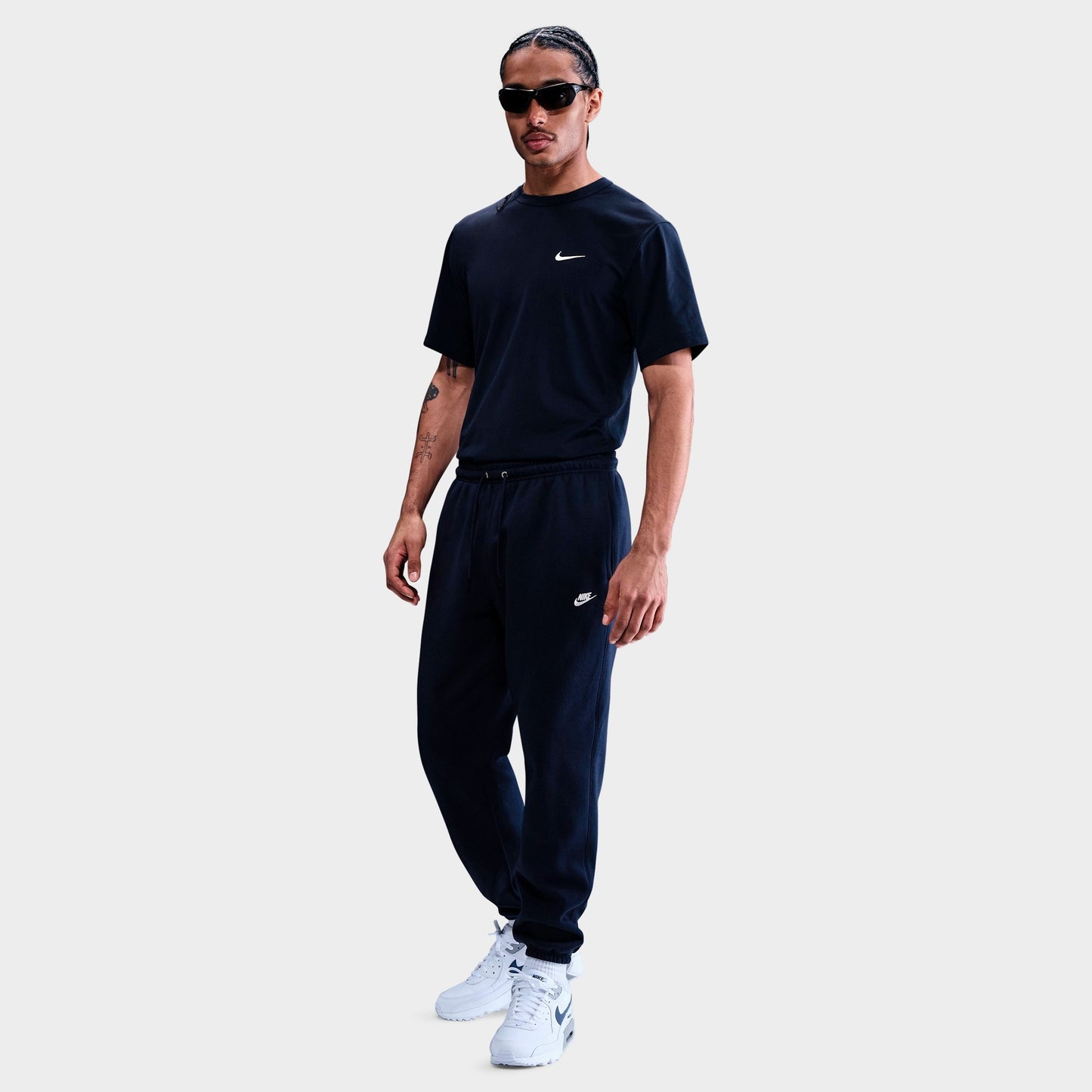 Men's Nike Club Fleece Brushed Premium Cuffed Sweatpants - Obsidian/Obsidian/White
