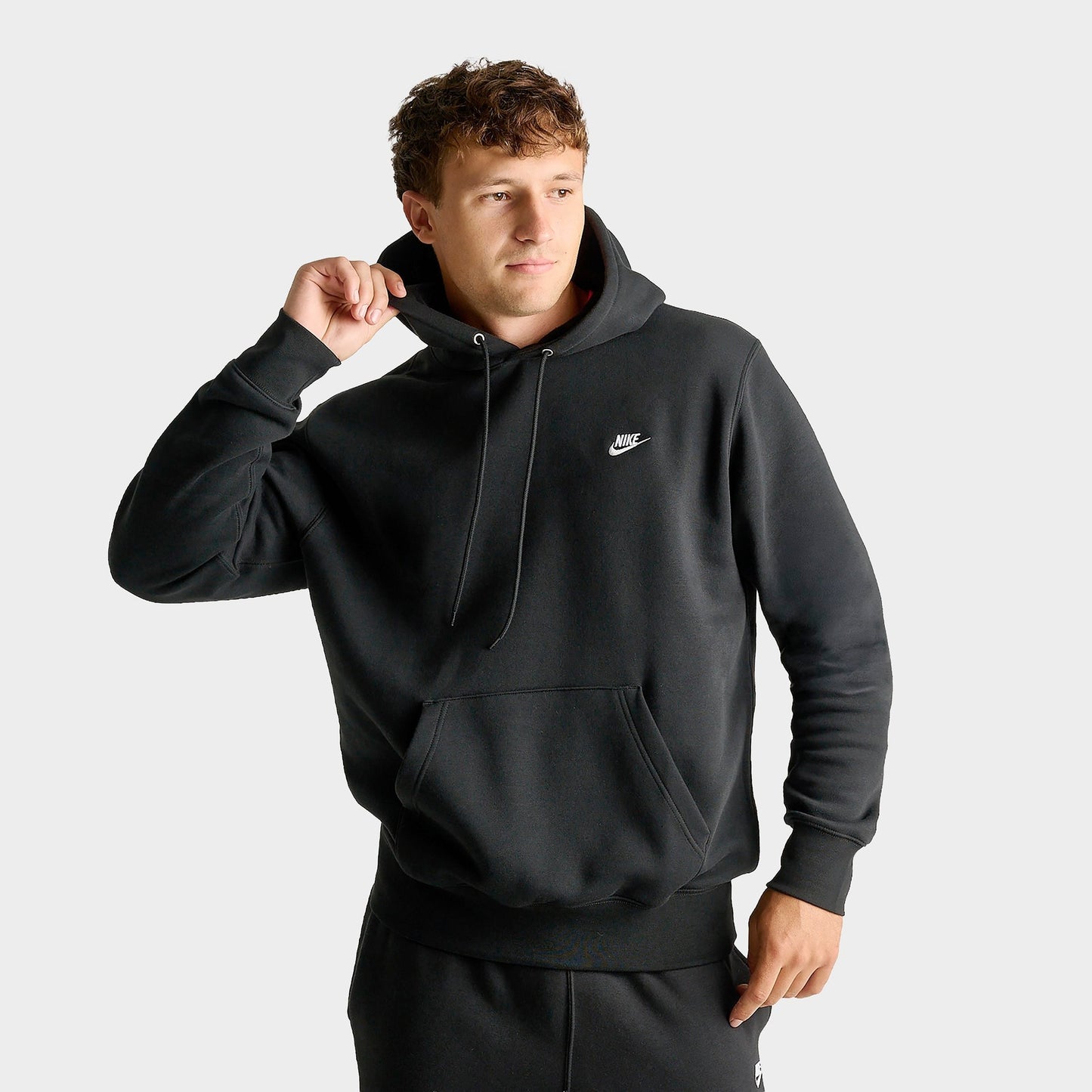 Men's Nike Club Fleece Premium Embroidered Pullover Hoodie - Black/Black/Multi