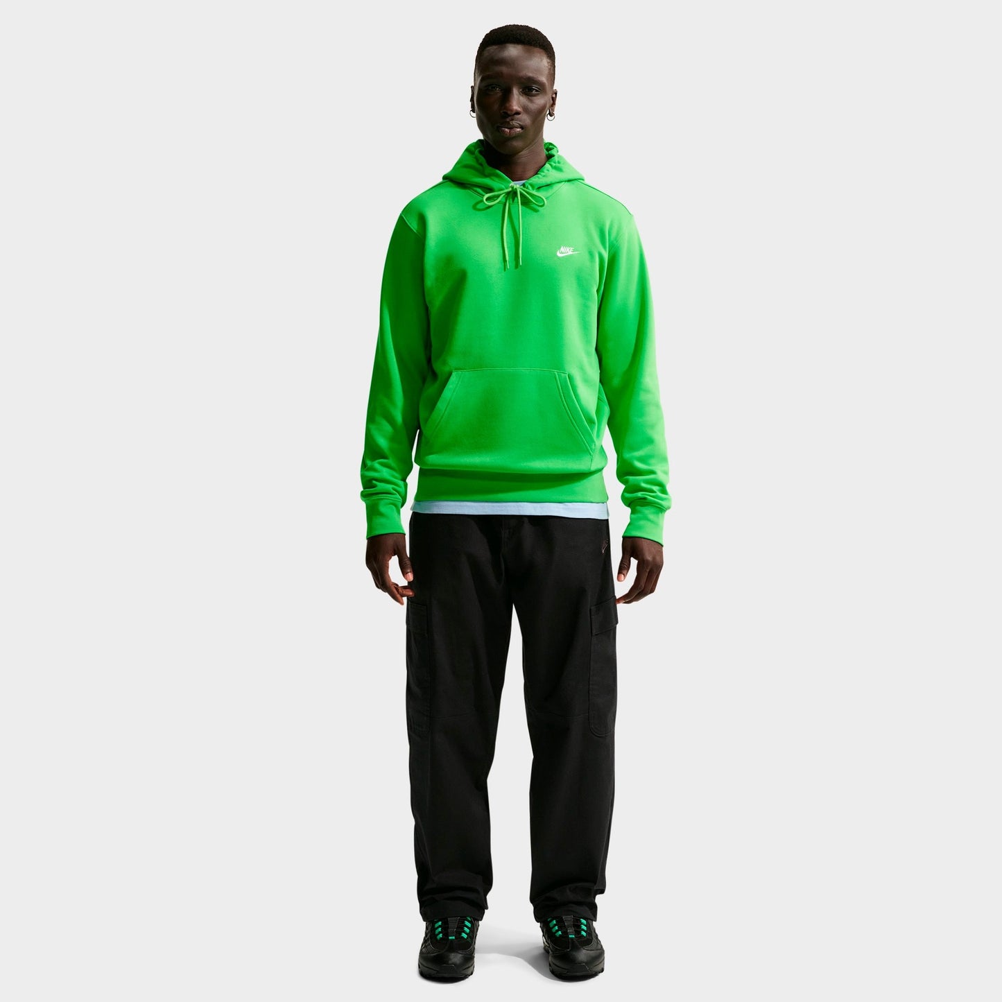 Men's Nike Club Fleece Premium Embroidered Pullover Hoodie - Mean Green/Mean Green/White