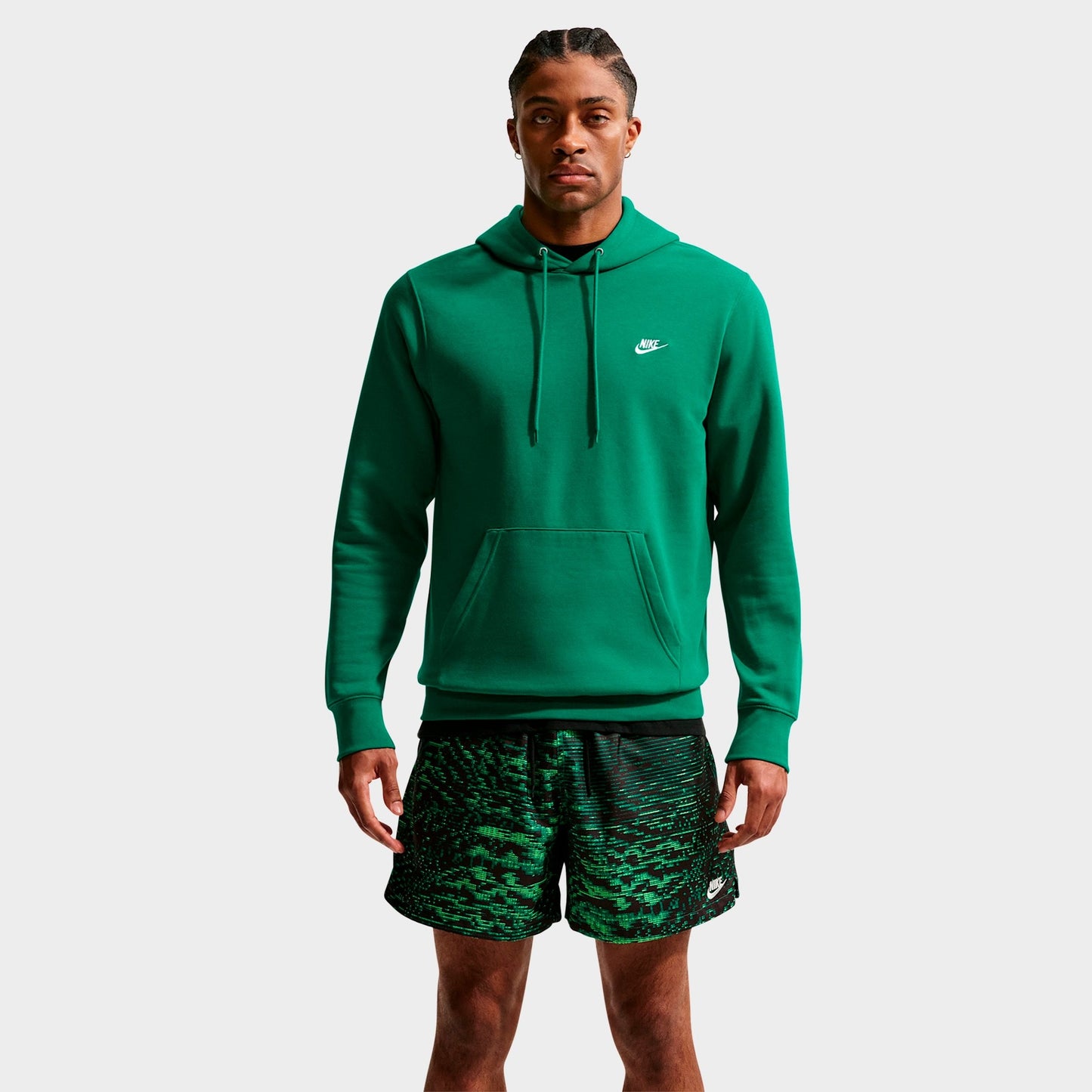 Men's Nike Club Fleece Premium Embroidered Pullover Hoodie - Malachite/Malachite/White