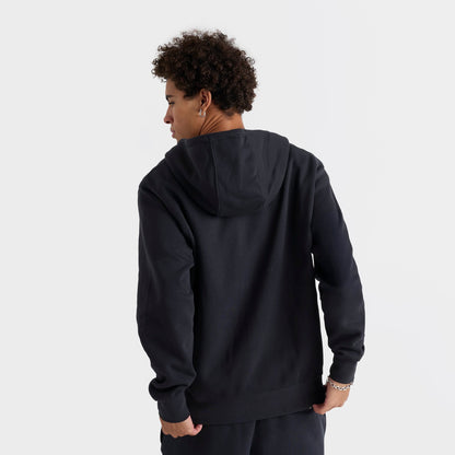 Men's Nike Club Fleece Embroidered Premium Full-Zip Hoodie - Black/Black/White