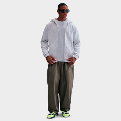 Men's Nike Club Fleece Embroidered Premium Full-Zip Hoodie - Birch Heather/White/White