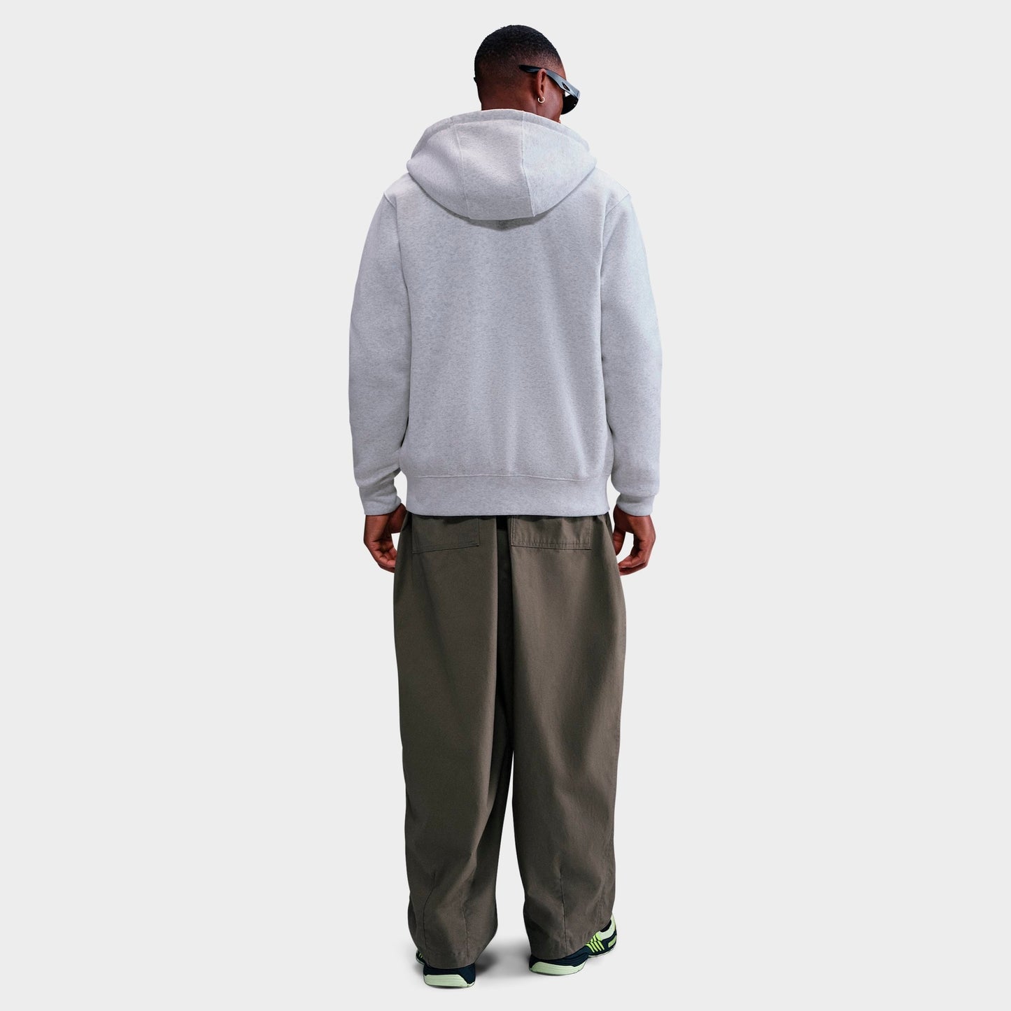 Men's Nike Club Fleece Embroidered Premium Full-Zip Hoodie - Birch Heather/White/White