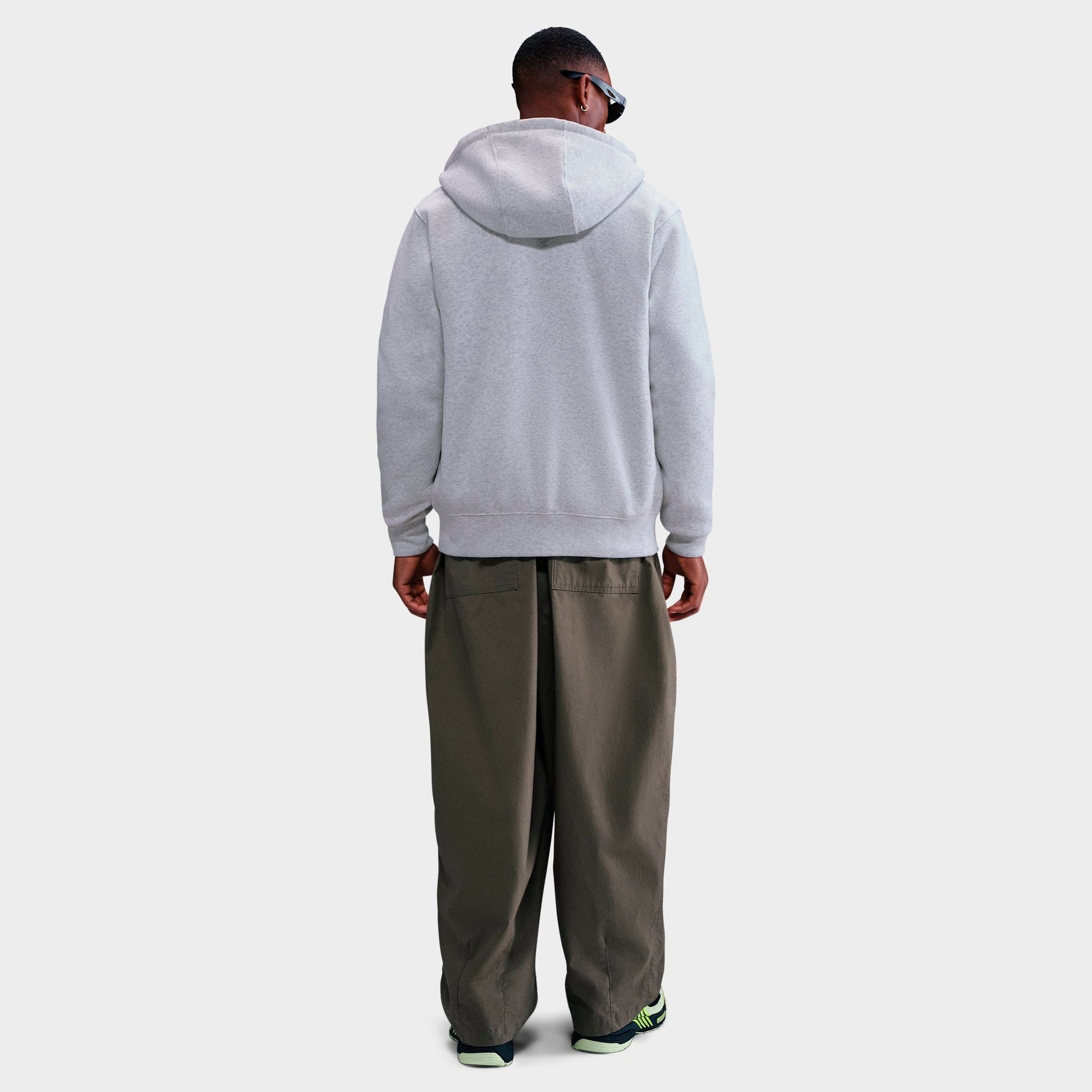 Men's Nike Club Fleece Embroidered Premium Full-Zip Hoodie - Birch Heather/White/White