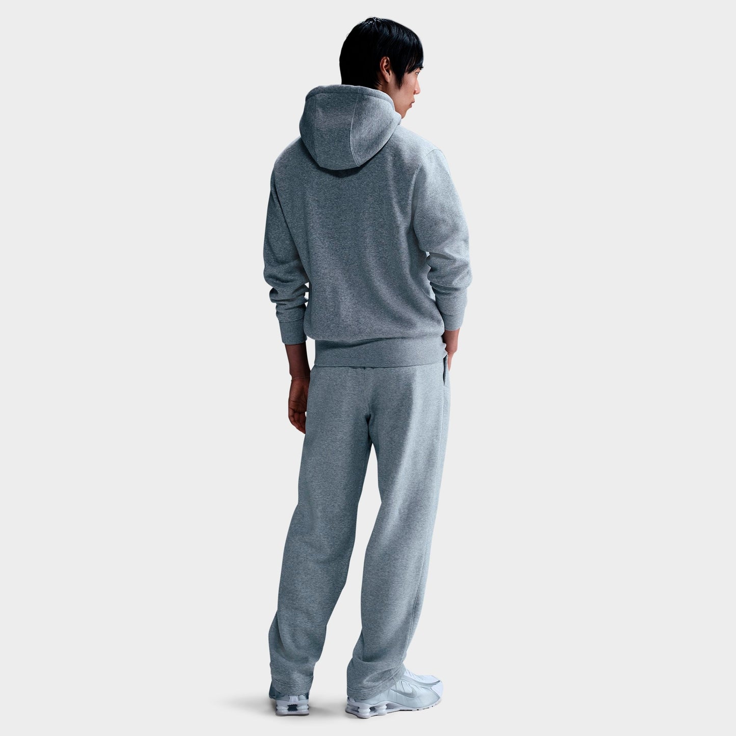 Men's Nike Club Fleece Embroidered Premium Full-Zip Hoodie - Dark Grey Heather/Light Smoke Grey/White