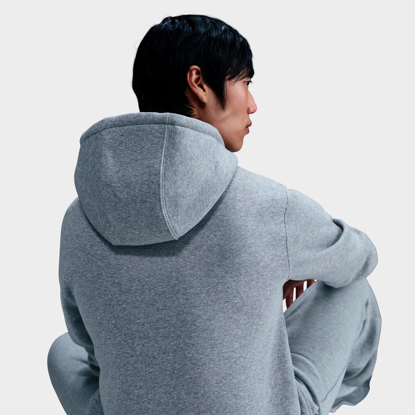 Men's Nike Club Fleece Embroidered Premium Full-Zip Hoodie - Dark Grey Heather/Light Smoke Grey/White