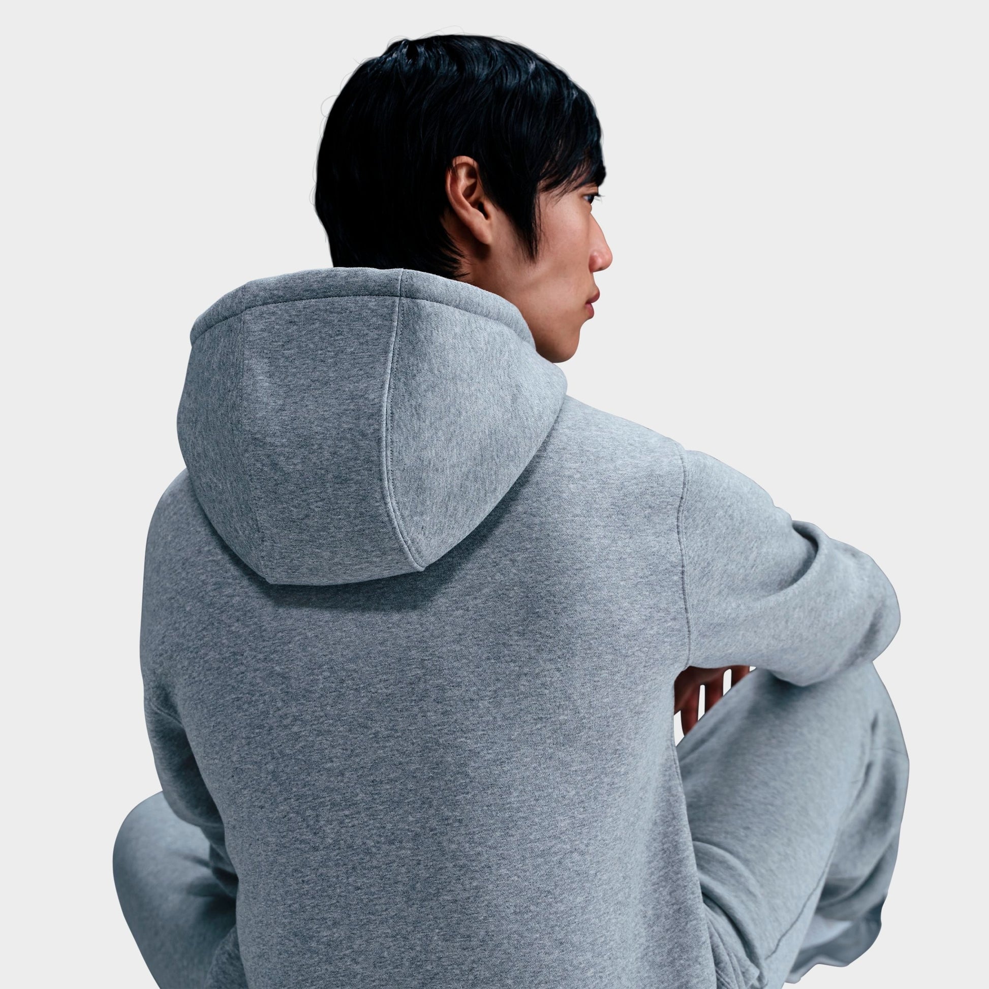 Men's Nike Club Fleece Embroidered Premium Full-Zip Hoodie - Dark Grey Heather/Light Smoke Grey/White