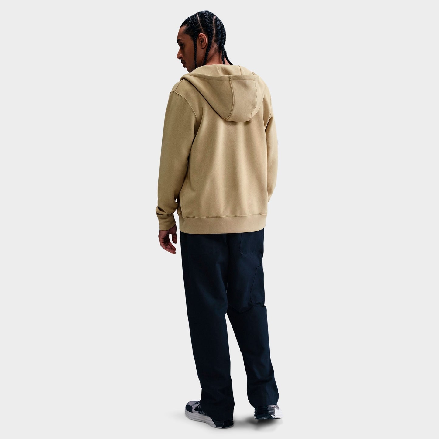 Men's Nike Club Fleece Embroidered Premium Full-Zip Hoodie - Parachute Beige/Parachute Beige/White