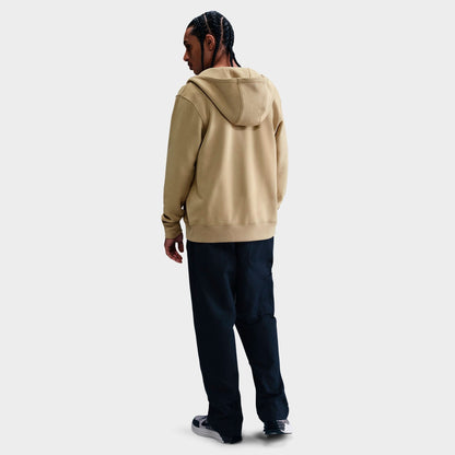 Men's Nike Club Fleece Embroidered Premium Full-Zip Hoodie - Parachute Beige/Parachute Beige/White