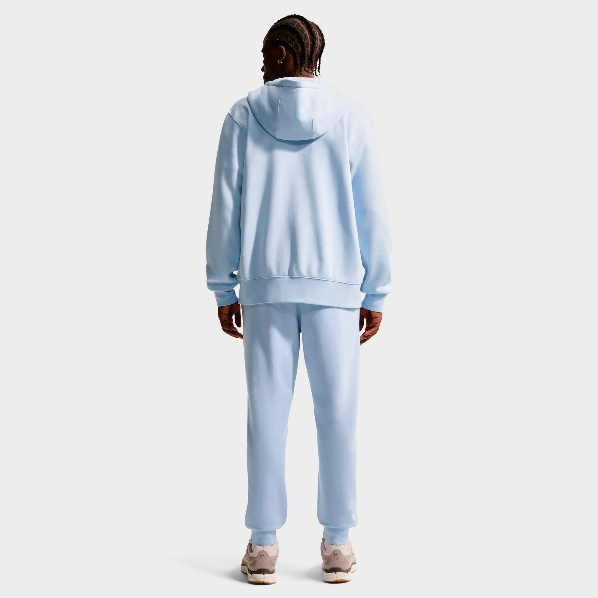 Men's Nike Club Fleece Embroidered Premium Full-Zip Hoodie - Hydrogen Blue/Hydrogen Blue/White