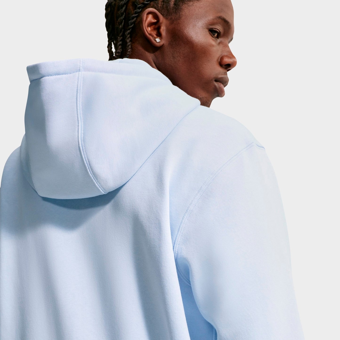 Men's Nike Club Fleece Embroidered Premium Full-Zip Hoodie - Hydrogen Blue/Hydrogen Blue/White