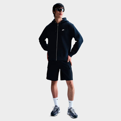 Men's Nike Club Fleece Embroidered Premium Full-Zip Hoodie - Obsidian/Obsidian/White