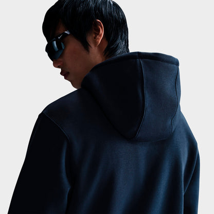 Men's Nike Club Fleece Embroidered Premium Full-Zip Hoodie - Obsidian/Obsidian/White