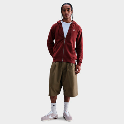 Men's Nike Club Fleece Embroidered Premium Full-Zip Hoodie - Dark Team Red/Dark Team Red/White
