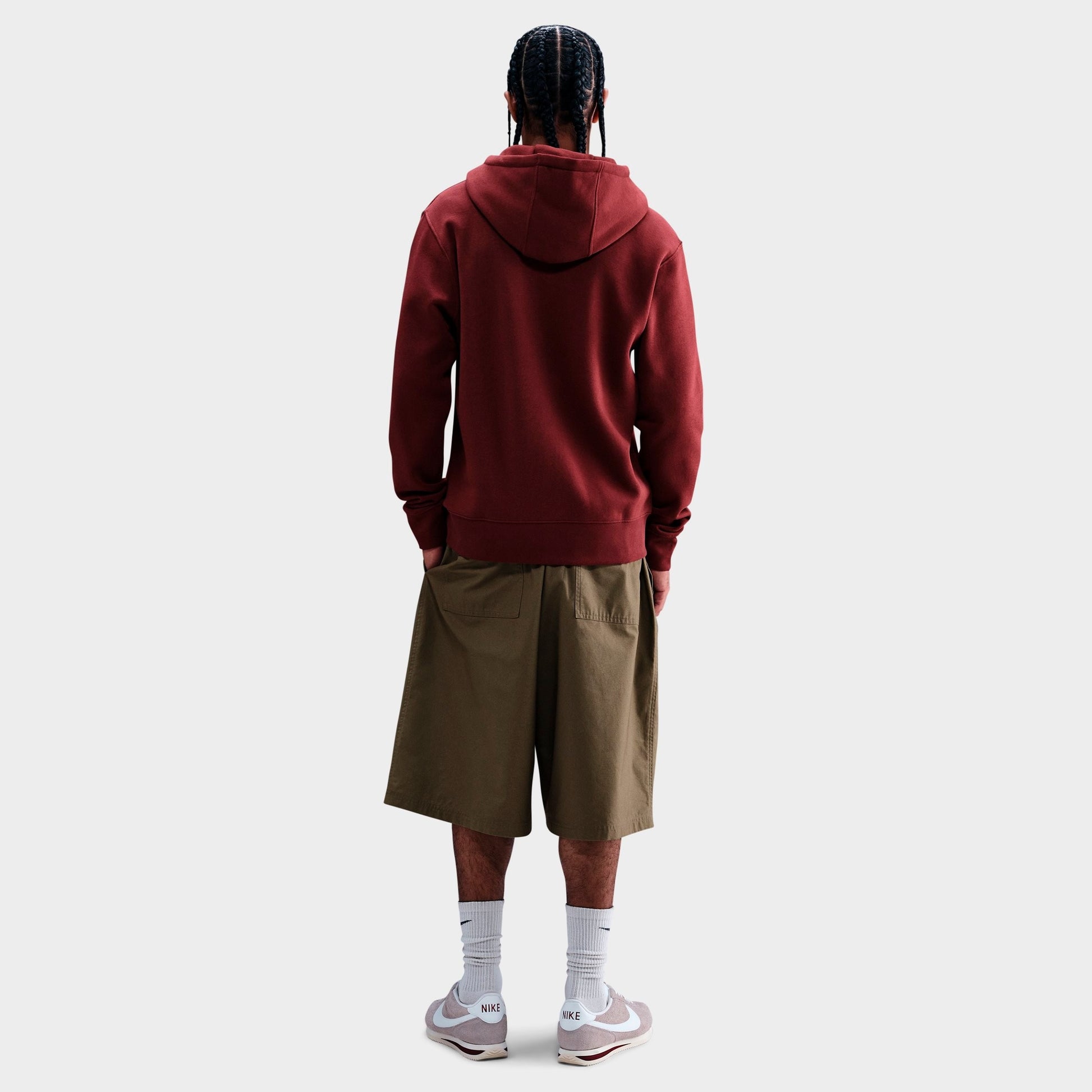 Men's Nike Club Fleece Embroidered Premium Full-Zip Hoodie - Dark Team Red/Dark Team Red/White