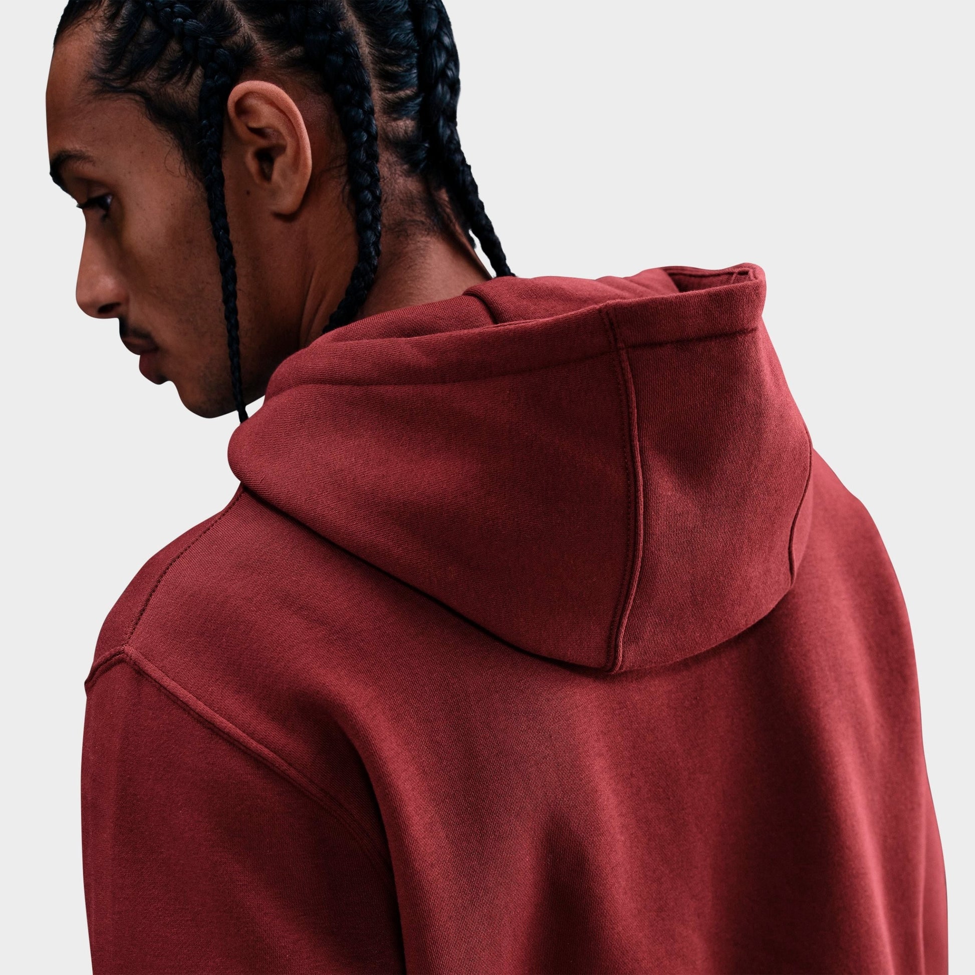 Men's Nike Club Fleece Embroidered Premium Full-Zip Hoodie - Dark Team Red/Dark Team Red/White