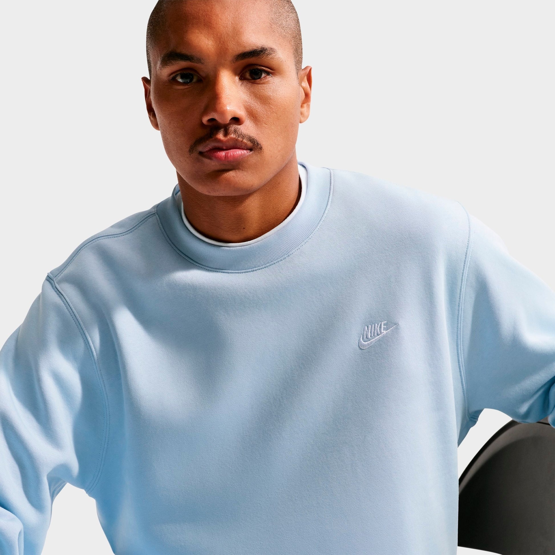 Men's Nike Club Fleece Premium Crewneck Sweatshirt - Hydrogen Blue/White