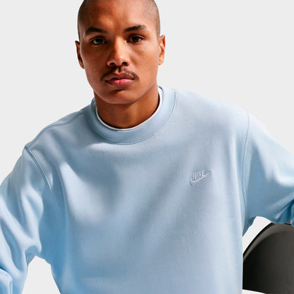 Men's Nike Club Fleece Premium Crewneck Sweatshirt - Hydrogen Blue/White