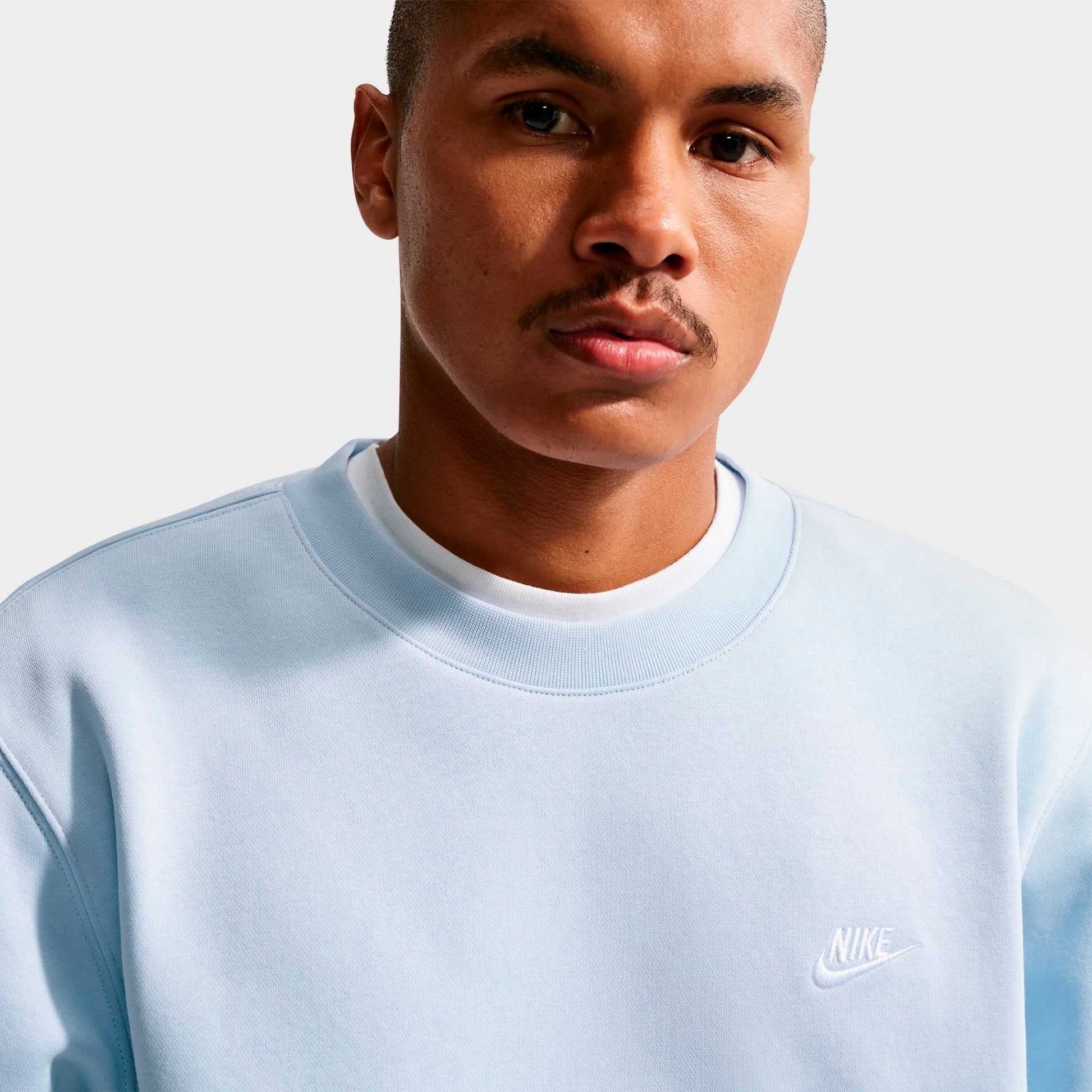 Men's Nike Club Fleece Premium Crewneck Sweatshirt - Hydrogen Blue/White