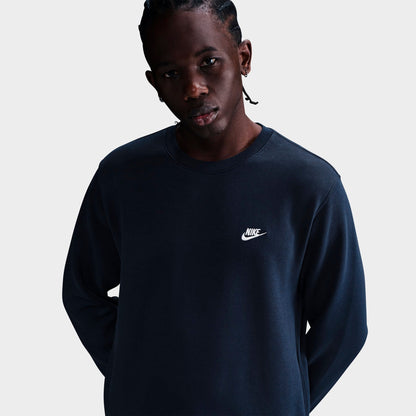 Men's Nike Club Fleece Premium Crewneck Sweatshirt - Obsidian/White
