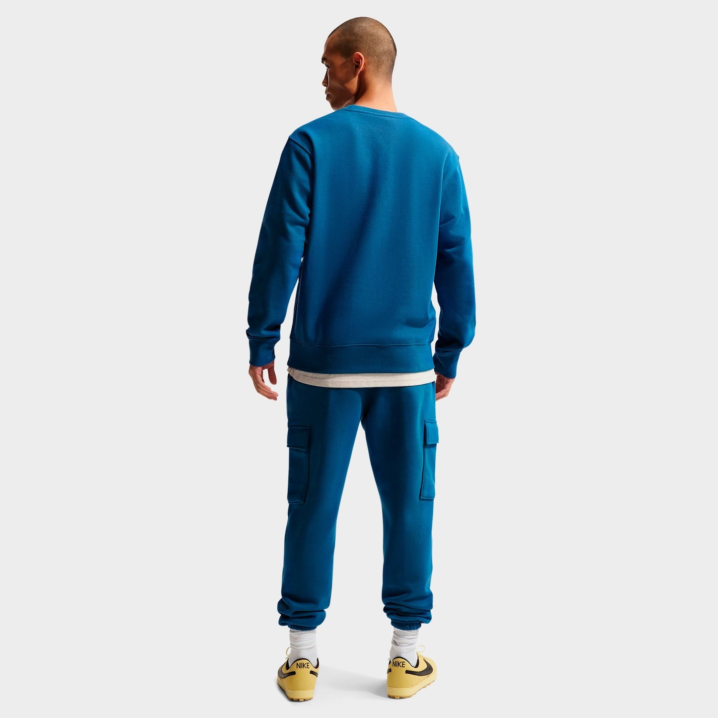 Men's Nike Club Fleece Premium Crewneck Sweatshirt - Court Blue/Light KhakI