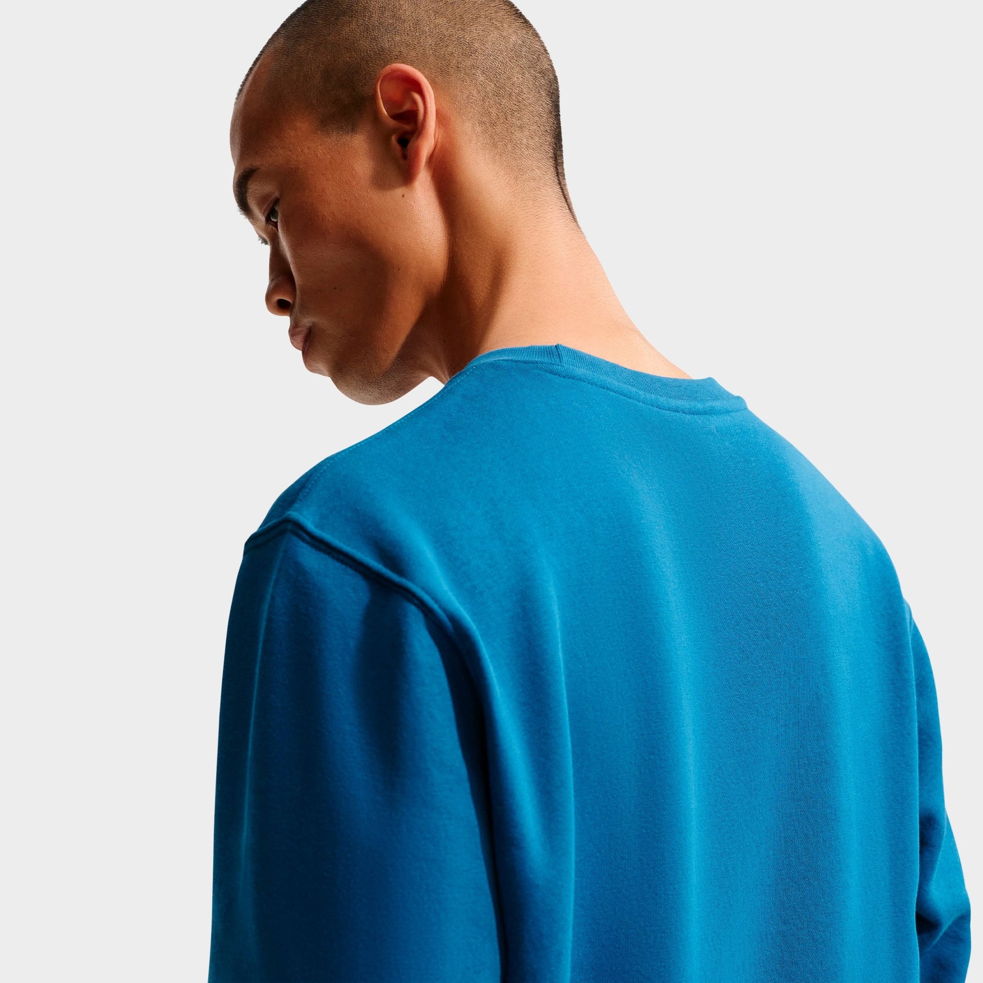 Men's Nike Club Fleece Premium Crewneck Sweatshirt - Court Blue/Light KhakI