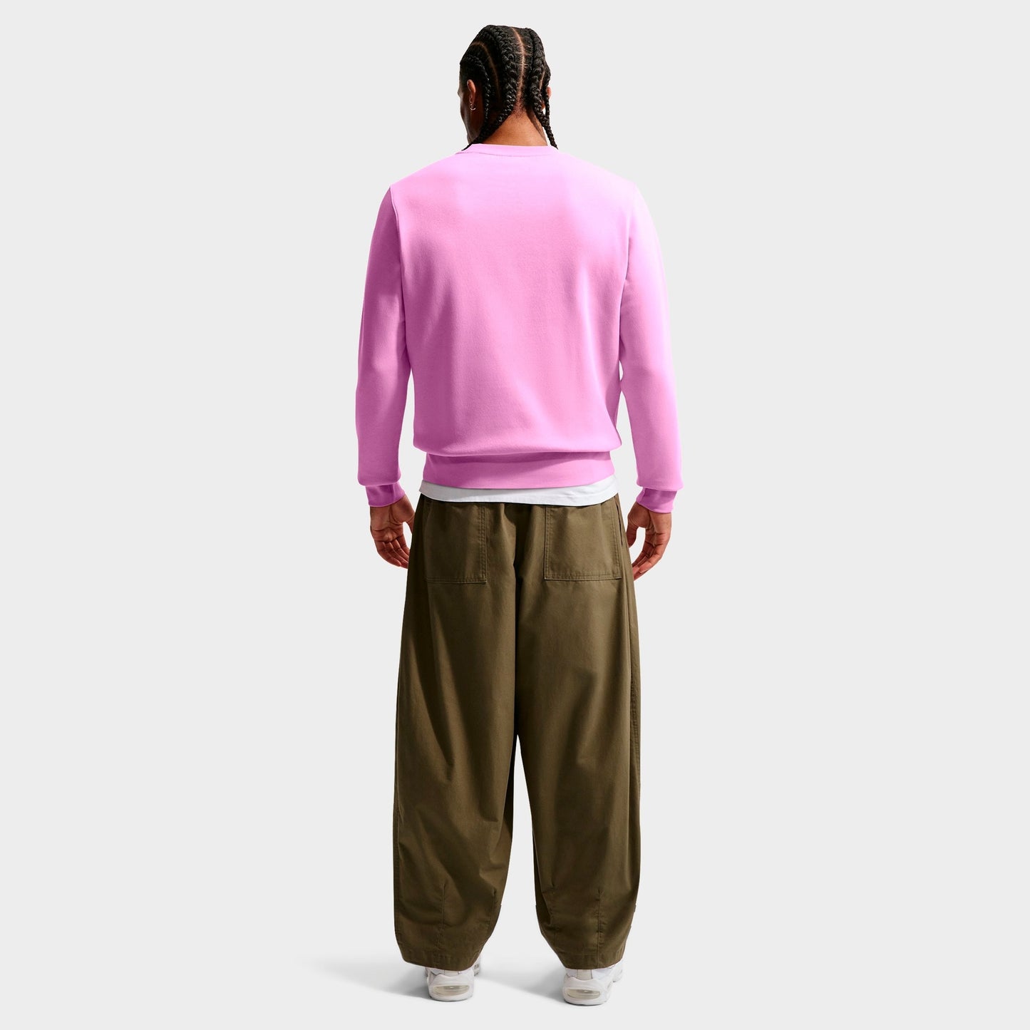 Men's Nike Club Fleece Premium Crewneck Sweatshirt - Light Magenta/Midnight Navy
