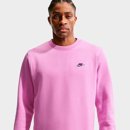 Men's Nike Club Fleece Premium Crewneck Sweatshirt - Light Magenta/Midnight Navy
