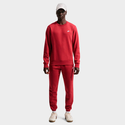 Men's Nike Club Fleece Premium Crewneck Sweatshirt - Team Crimson/White
