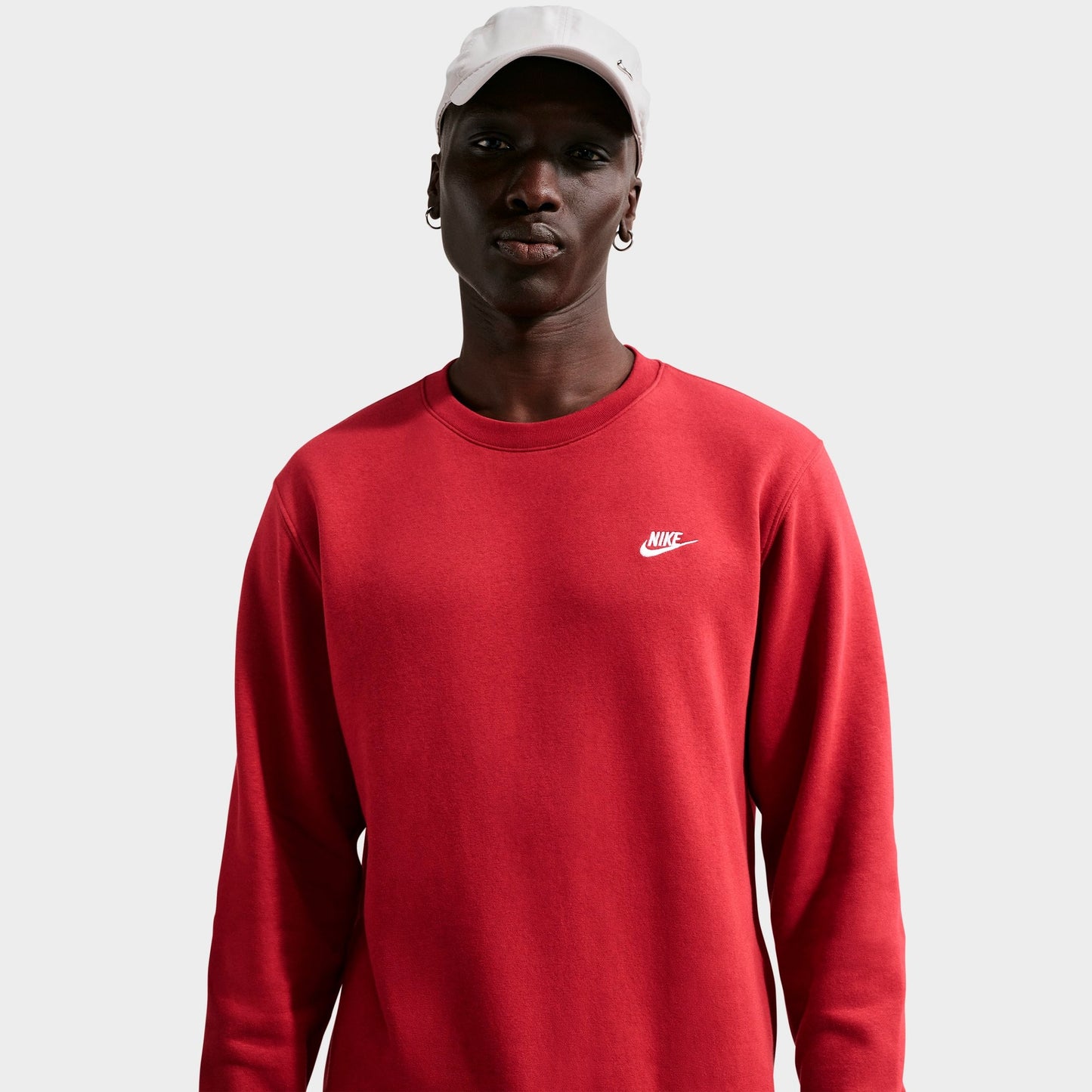 Men's Nike Club Fleece Premium Crewneck Sweatshirt - Team Crimson/White