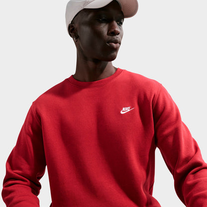 Men's Nike Club Fleece Premium Crewneck Sweatshirt - Team Crimson/White