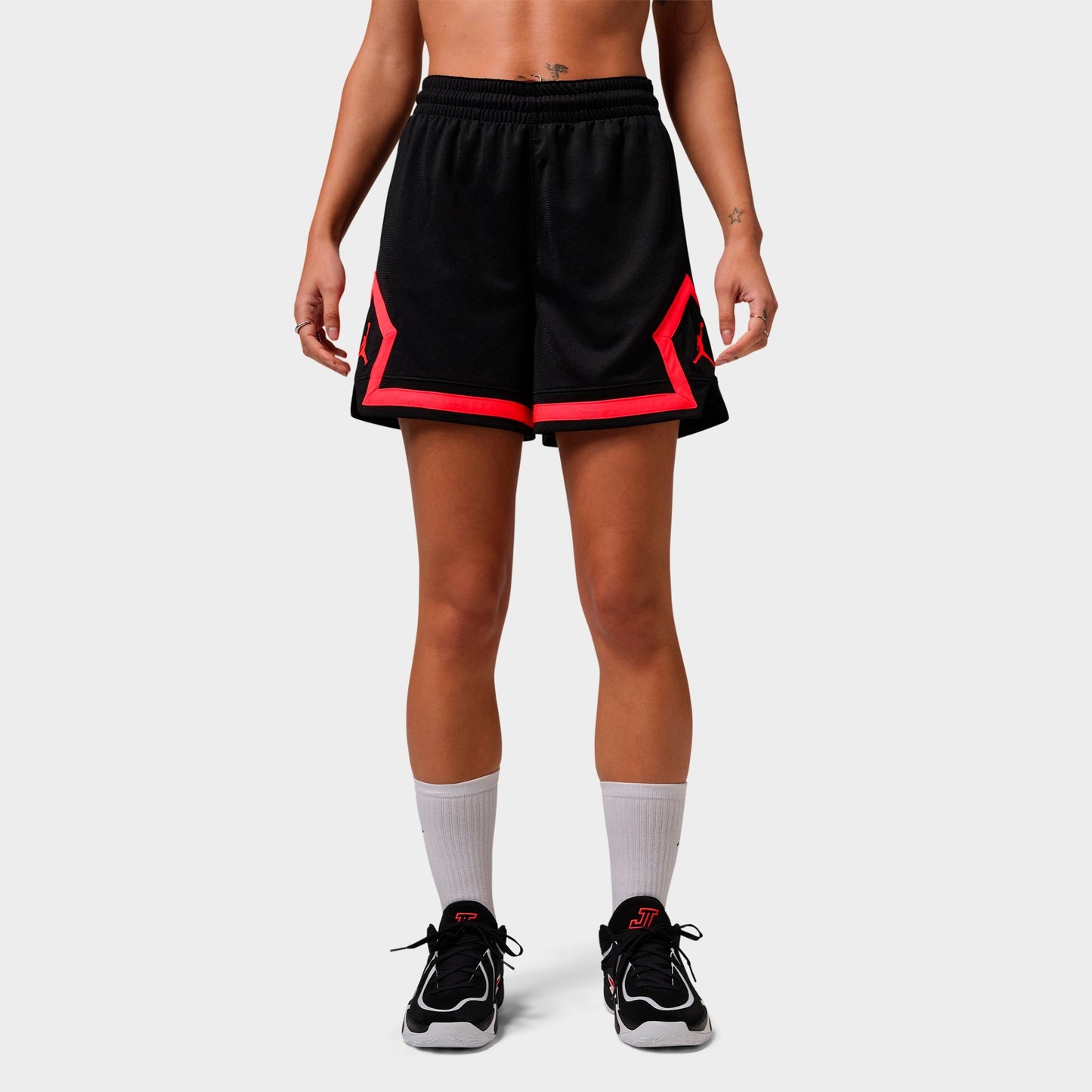 Women's Jordan Sport Leopard Print 4" Diamond Basketball Shorts - Black/Infrared 23