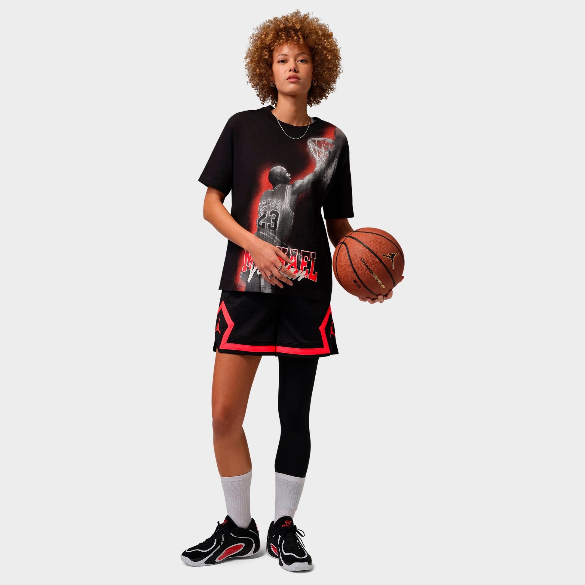 Women's Jordan Sport Leopard Print 4" Diamond Basketball Shorts - Black/Infrared 23