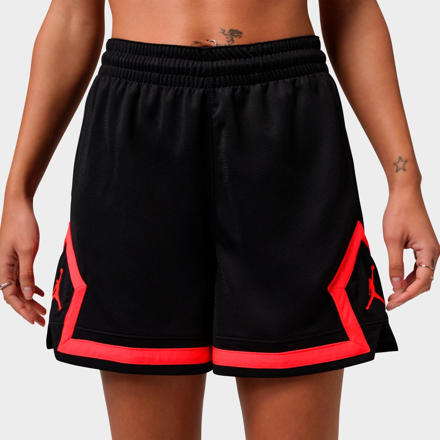 Women's Jordan Sport Leopard Print 4" Diamond Basketball Shorts - Black/Infrared 23