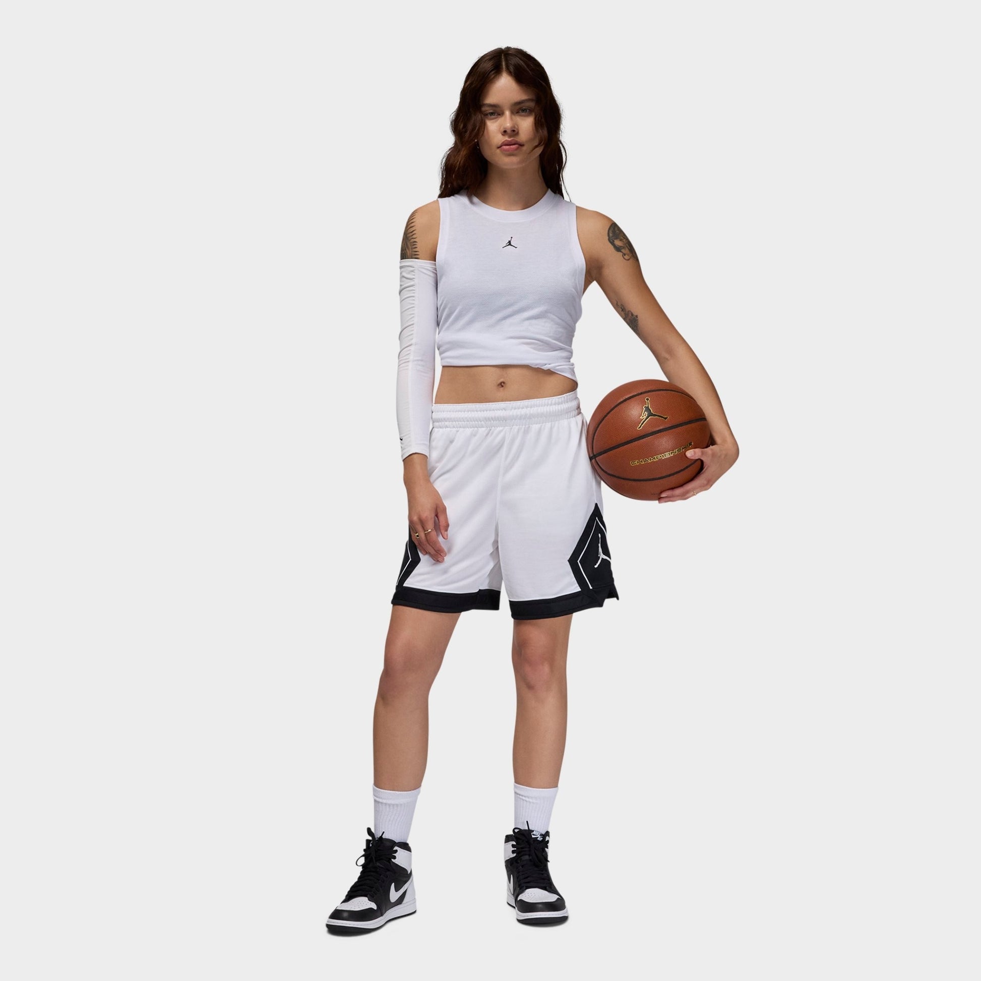 Women's Jordan Sport Leopard Print 4" Diamond Basketball Shorts - White/Black/Black/White