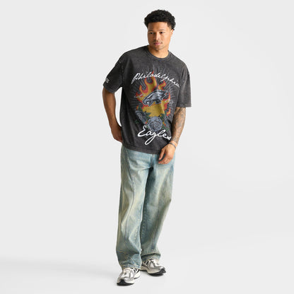 Men's Pro Standard Philadelphia Eagles NFL Fire And Roses Graphic T-Shirt - Washed Black