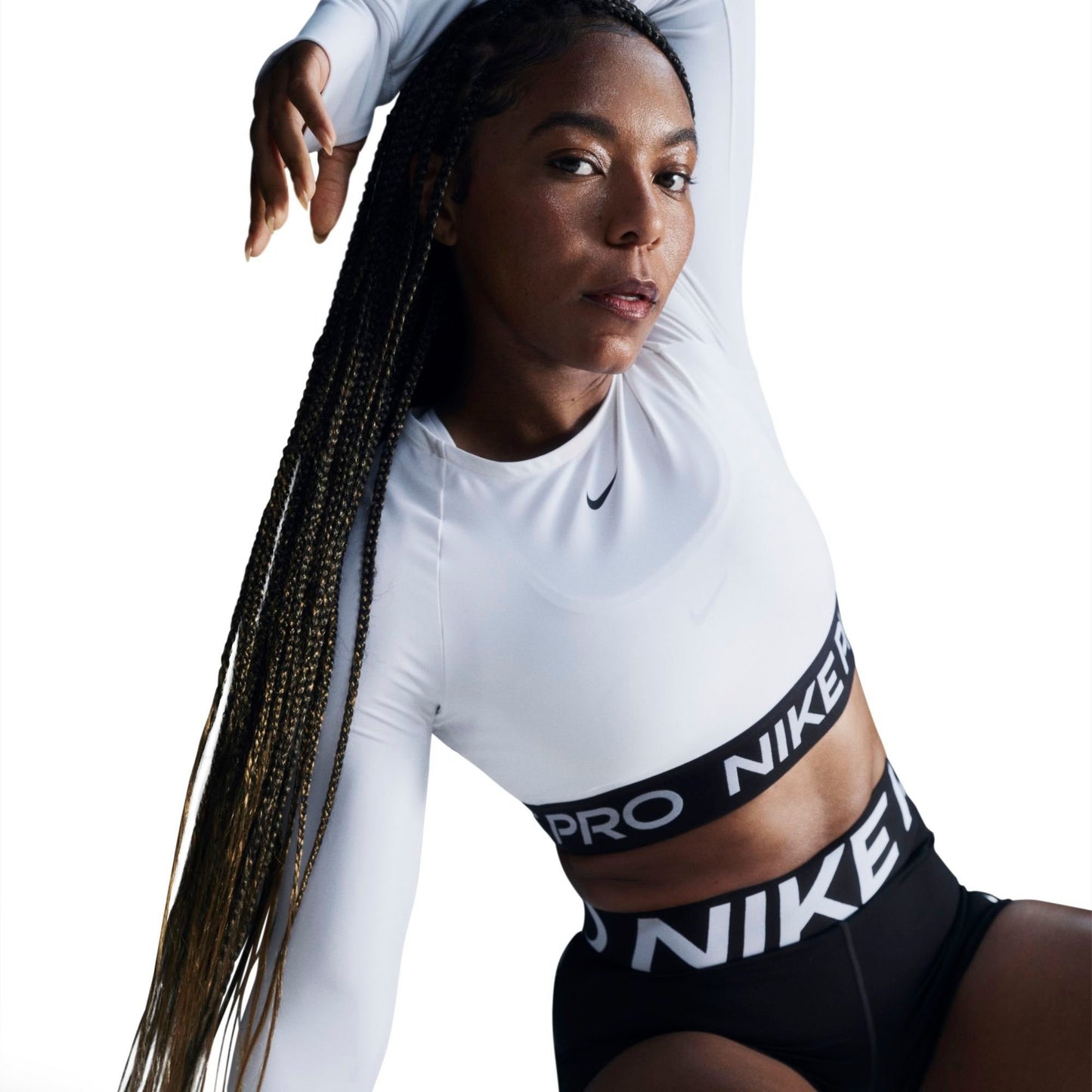 Women's Nike Pro 365 Dri-FIT Cropped Long-Sleeve T-Shirt - White/Black