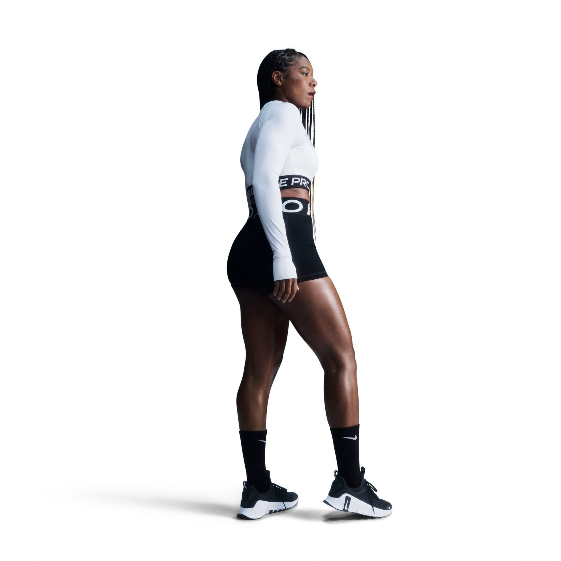 Women's Nike Pro 365 Dri-FIT Cropped Long-Sleeve T-Shirt - White/Black