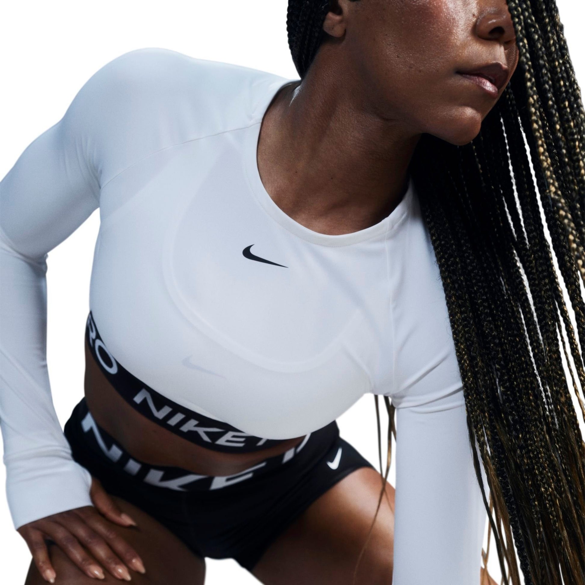 Women's Nike Pro 365 Dri-FIT Cropped Long-Sleeve T-Shirt - White/Black