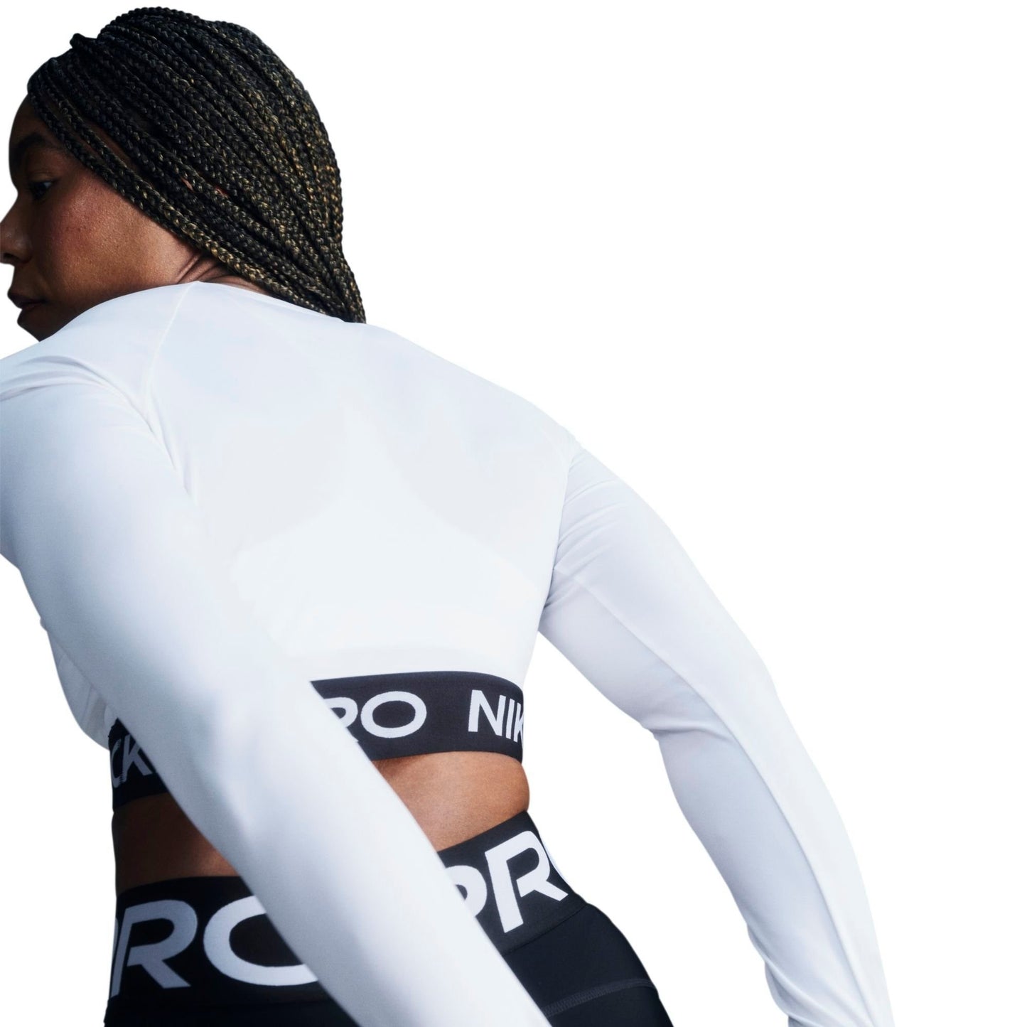 Women's Nike Pro 365 Dri-FIT Cropped Long-Sleeve T-Shirt - White/Black