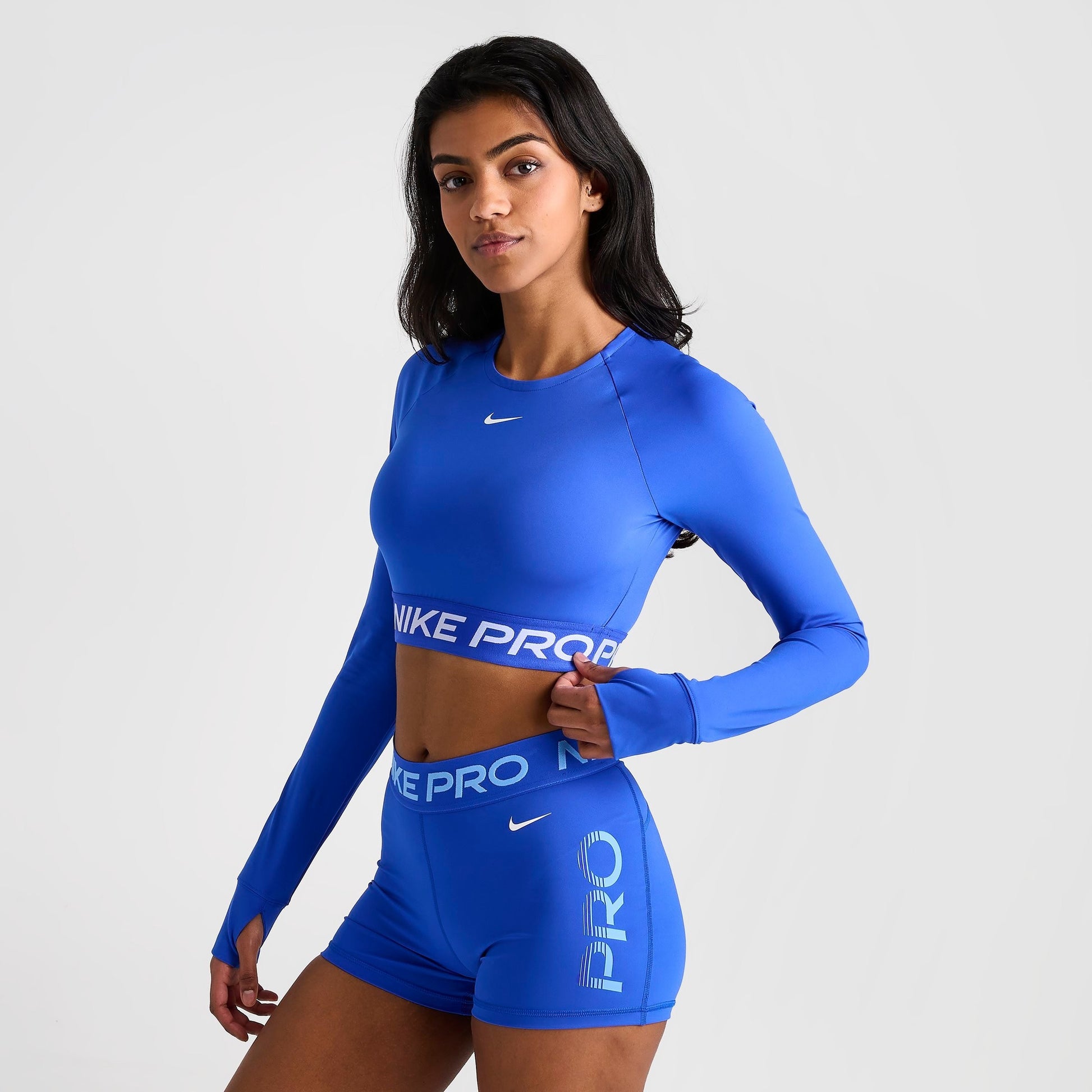 Women's Nike Pro 365 Dri-FIT Cropped Long-Sleeve T-Shirt - Hyper Royal