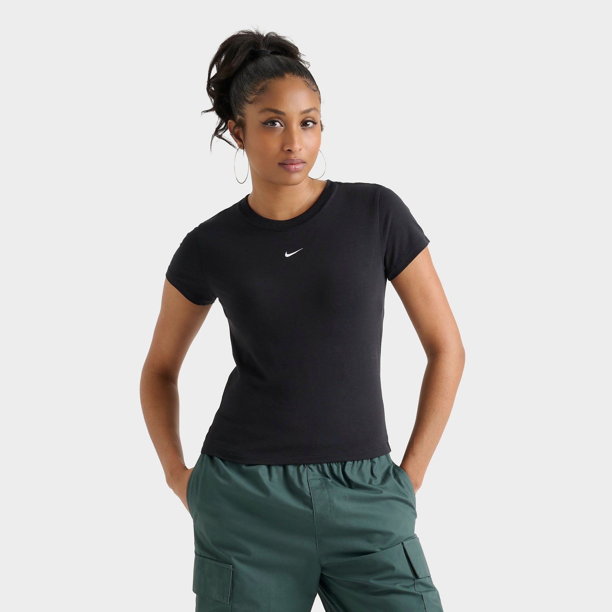 Women's Nike Sportswear Chill Knit Mod Crop T-Shirt - Black
