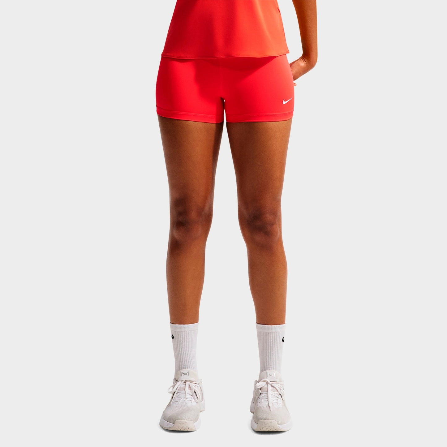 Women's Nike Pro Sculpt High-Waisted 3" Biker Shorts - Light Crimson/White