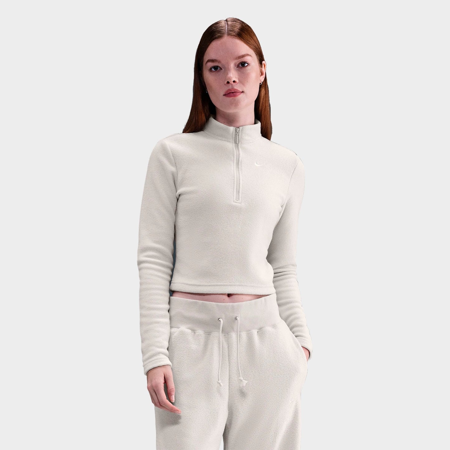 Women's Nike Sportswear Phoenix Plush Cozy Fleece Long-Sleeve Half-Zip Top - Light Bone/Sail
