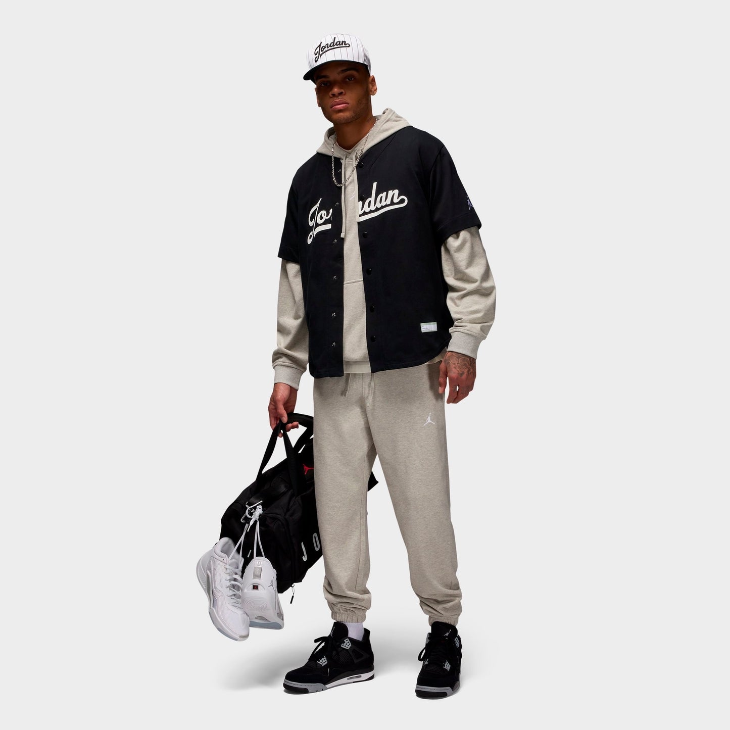 Men's Jordan Dri-FIT Sport Crossover Fleece Jogger Pants - Grey Heather/White