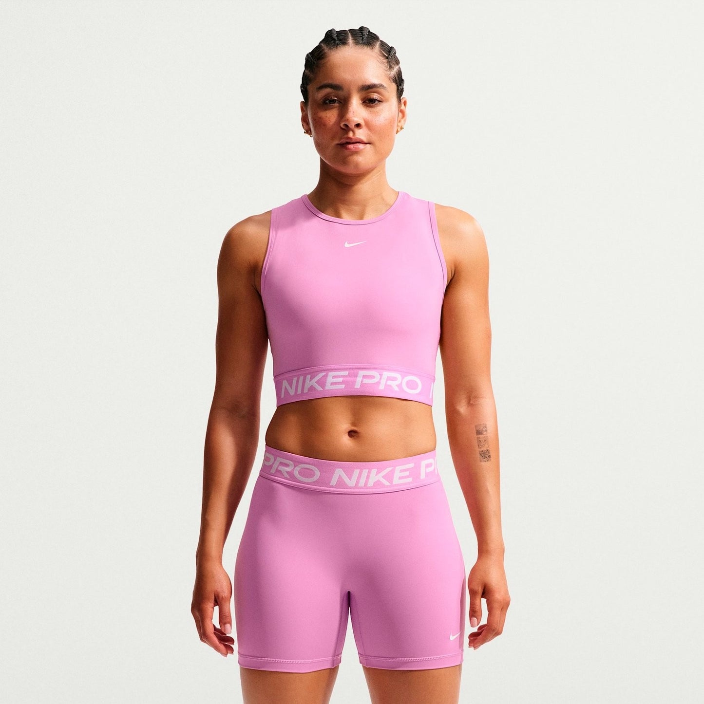 Women's Nike Pro Dri-FIT Crop Tank - Light Magenta/White