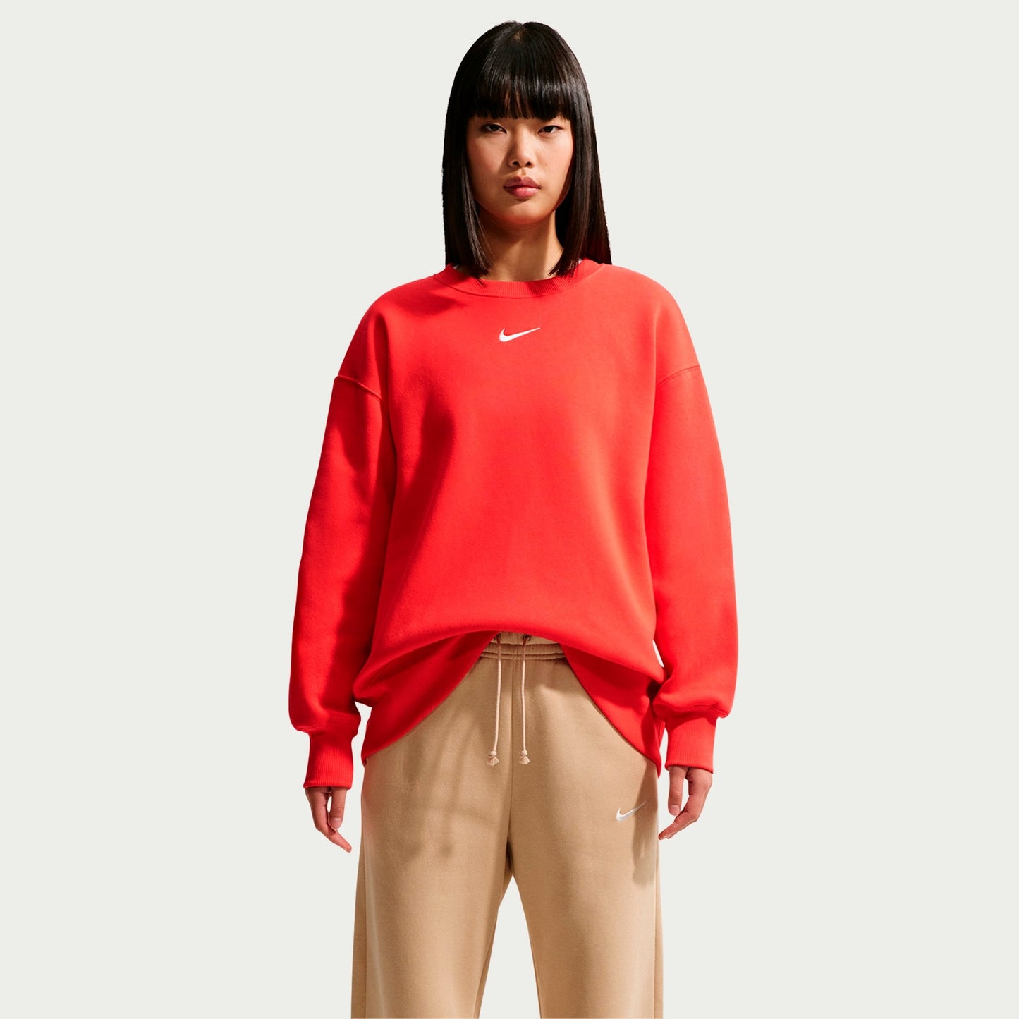 Women's Nike Sportswear Phoenix Fleece Oversized Crewneck Sweatshirt - Light Crimson/Sail