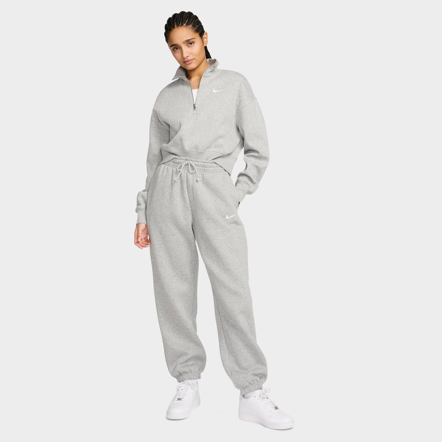 Women's Nike Sportswear Phoenix Fleece Oversized High-Waisted Jogger Pants - Dark Grey Heather/Sail