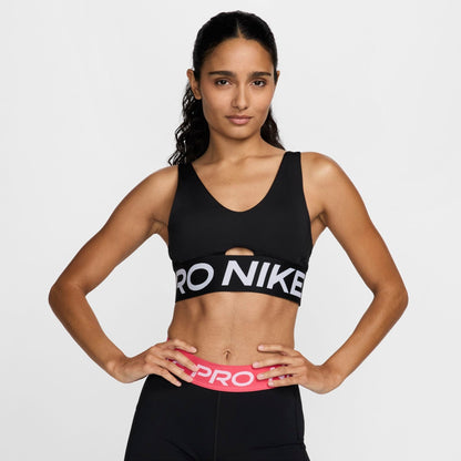 Women's Nike Pro Indy Plunge Sports Bra - Black/White/White
